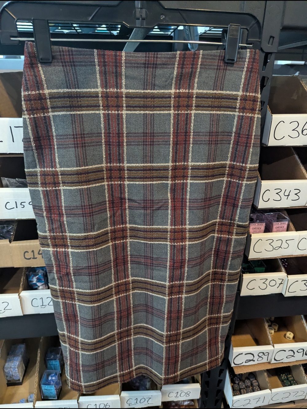 Express Plaid Pencil Skirt - Gray, Brown & Burgundy